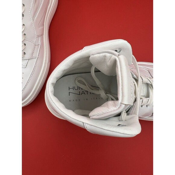 NEW Human Nation White Leather High Top Sneakers Shoes M4-5/W6-5 Made in Italy - Picture 6 of 8